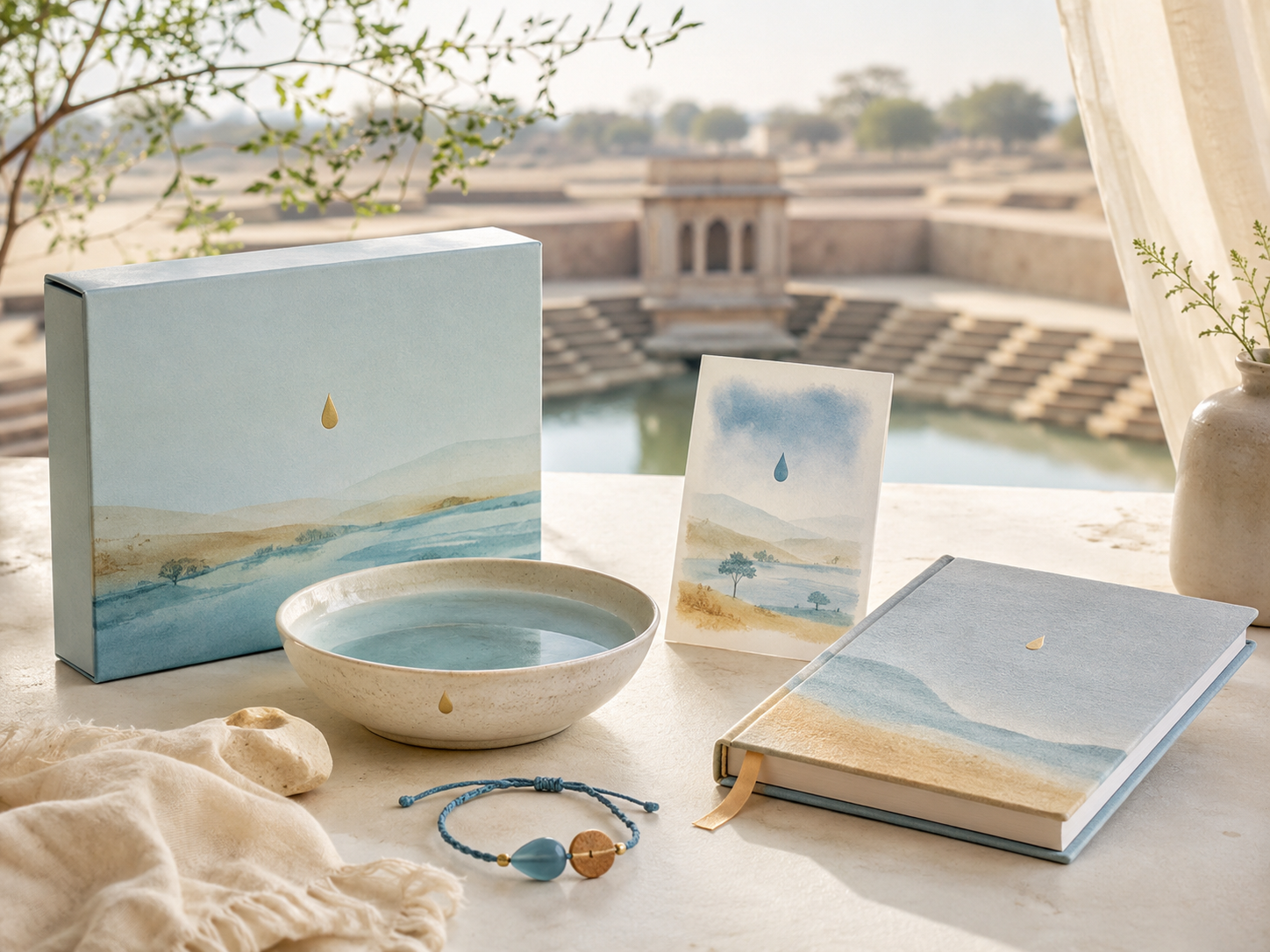 Packshot coffret, bol, carnet et bracelet