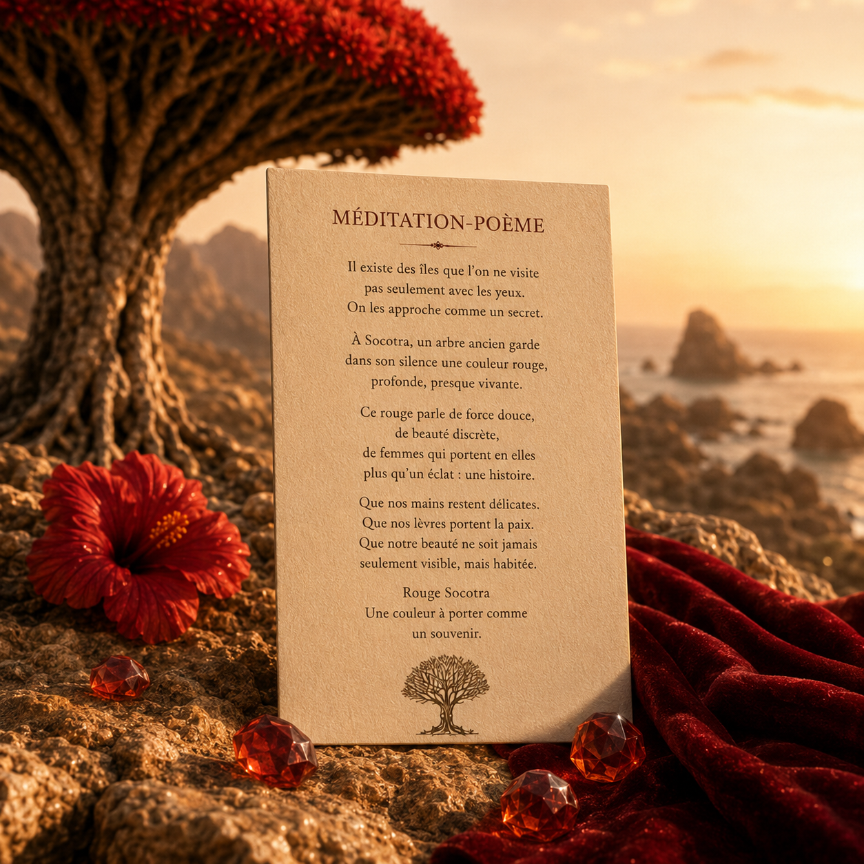 Rouge Socotra — Carte méditation / poème
