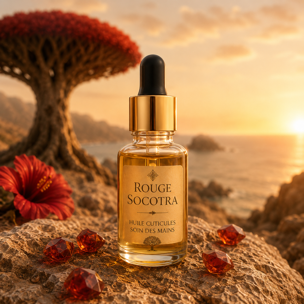 Rouge Socotra — Huile cuticules / soin des mains