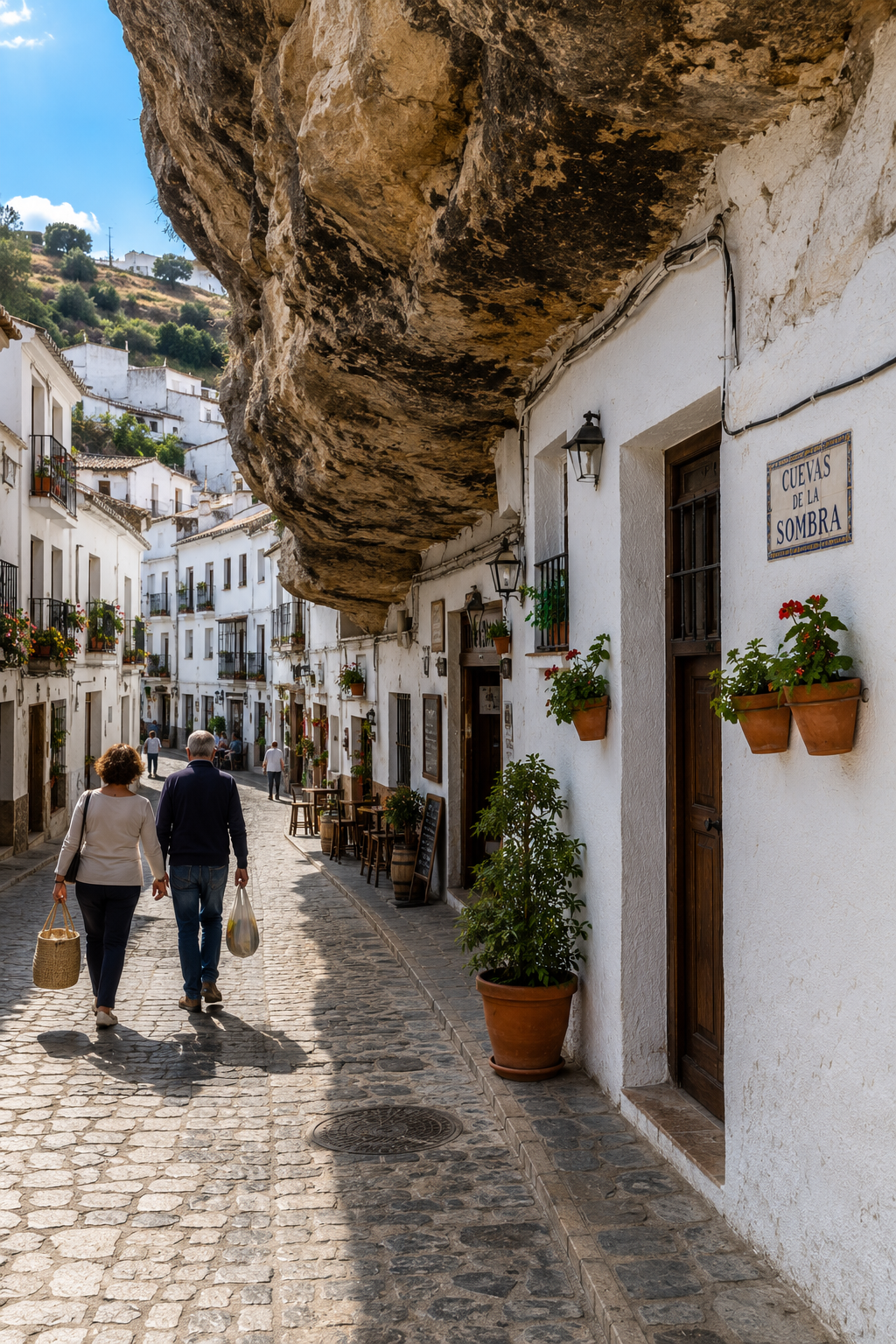 Les maisons blanches vivant sous la roche de Setenil