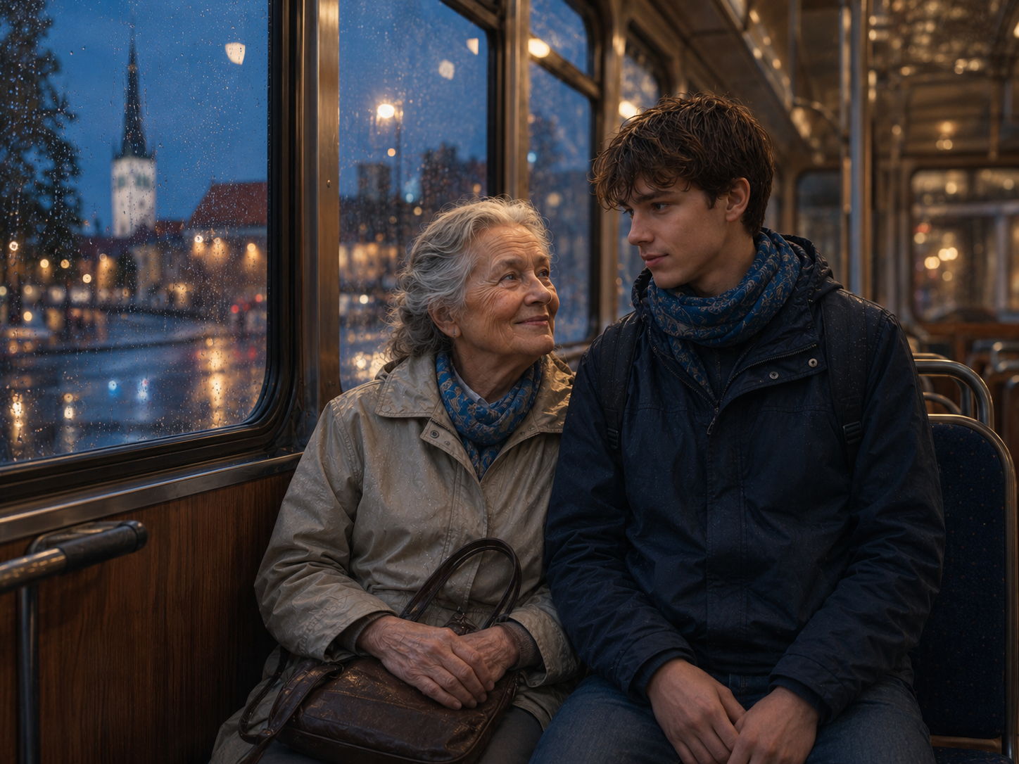 Retour apaisé en tram dans le soir de Tallinn