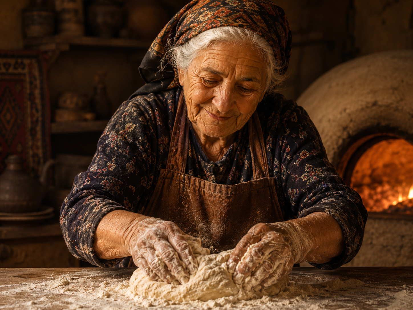Les mains de Mariam dans la farine