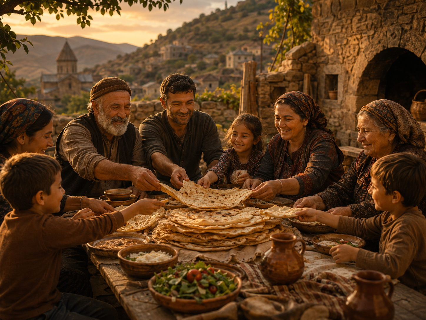Le lavash partagé sur la table